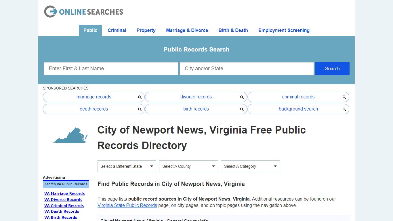 City of Newport News, Virginia Public Records Directory