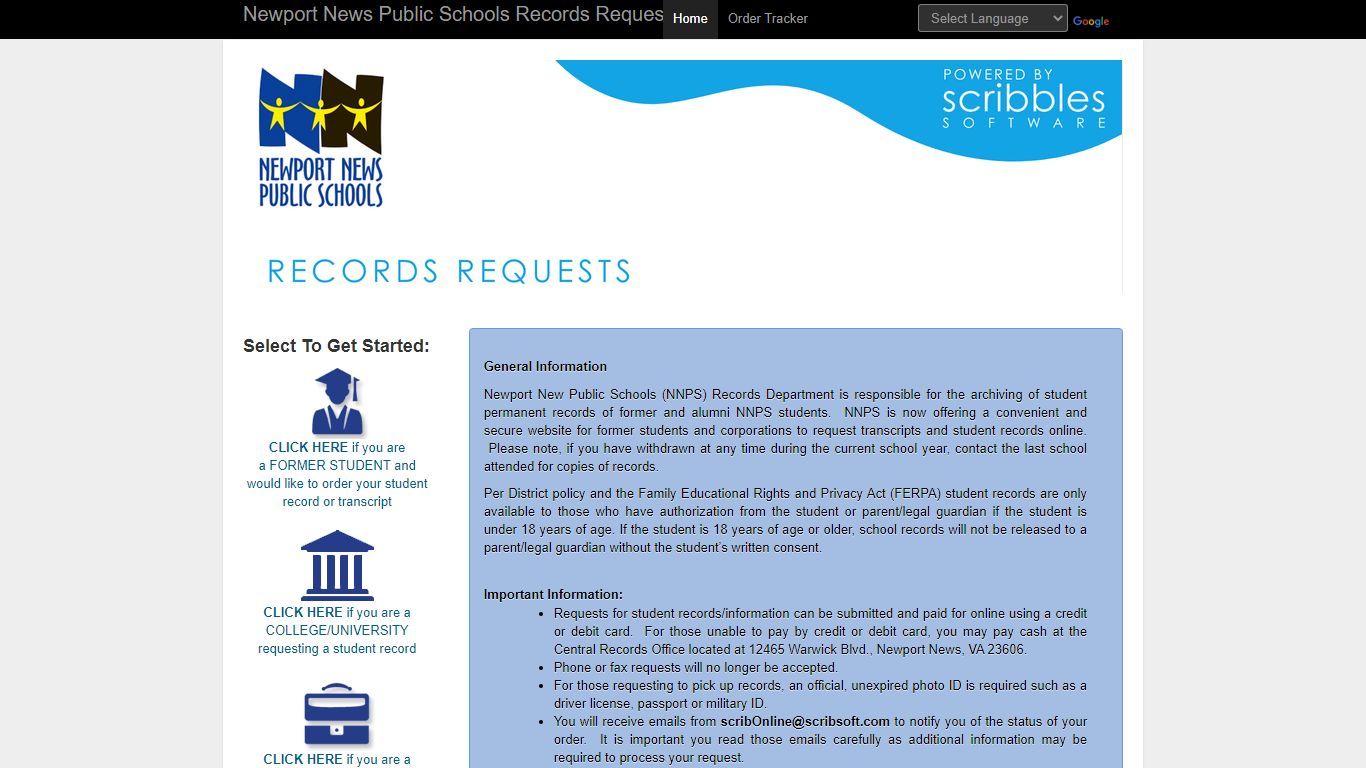 Newport News Public Schools Transcript / Records Request