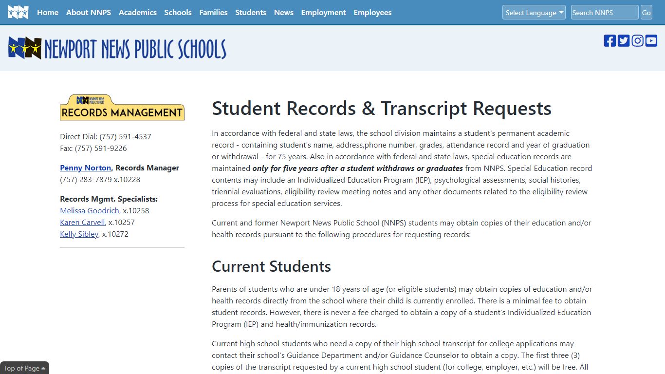 Transcripts - Newport News Public Schools, Newport News ...